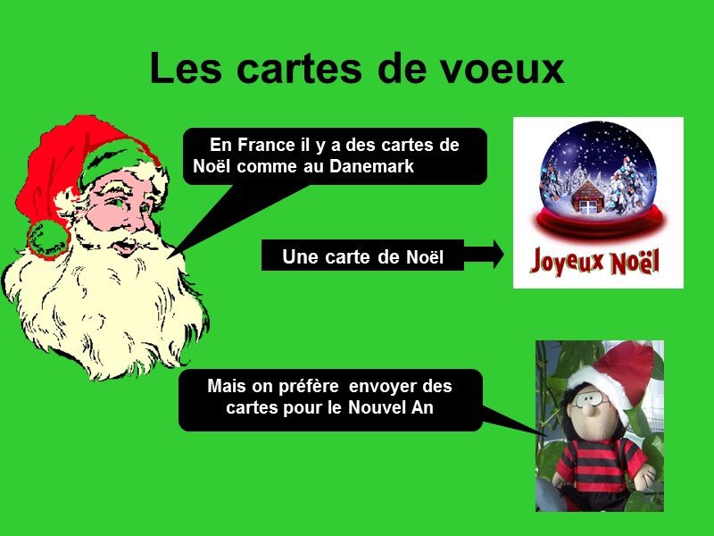 Les cartes de voeux En France il y a des cartes de Noël comme